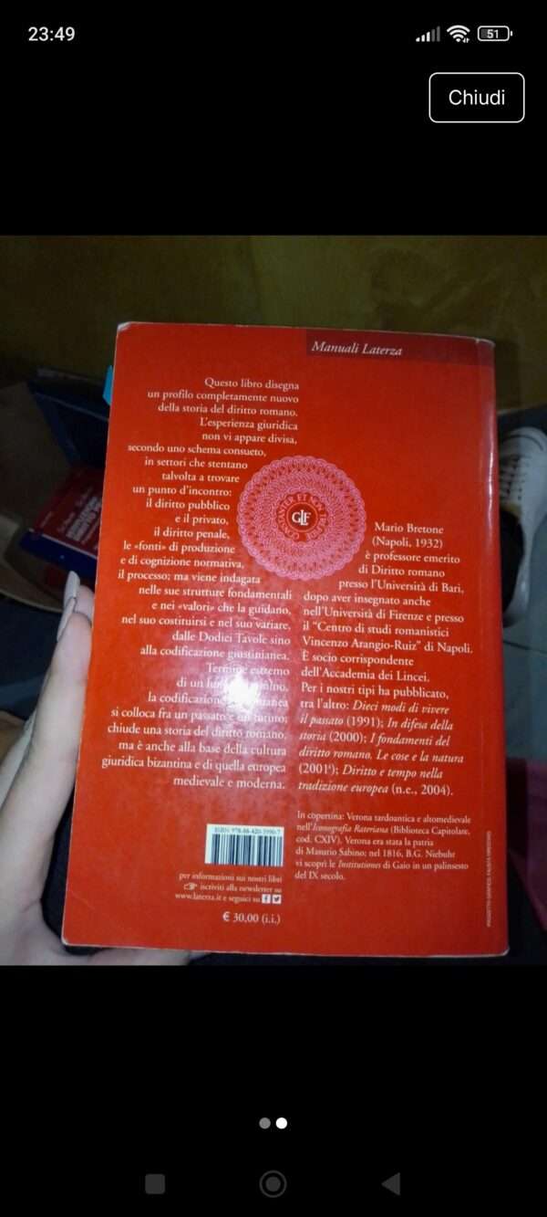 Libro storia del diritto romano - Mario bretone - immagine 2