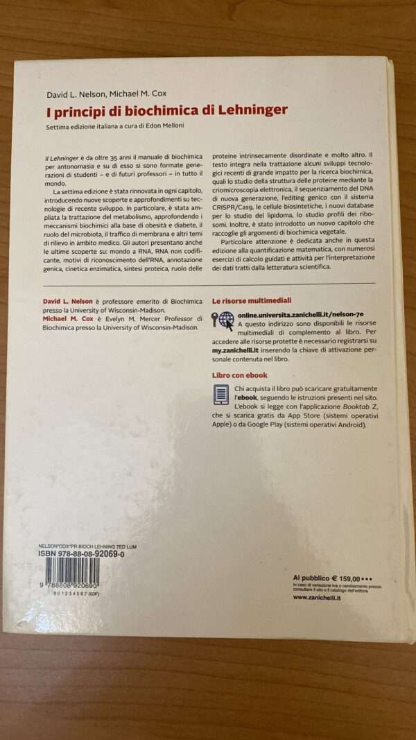 i principi di biochimica di lehninger - settima edizione italiana a cura di edon melloni - immagine 2